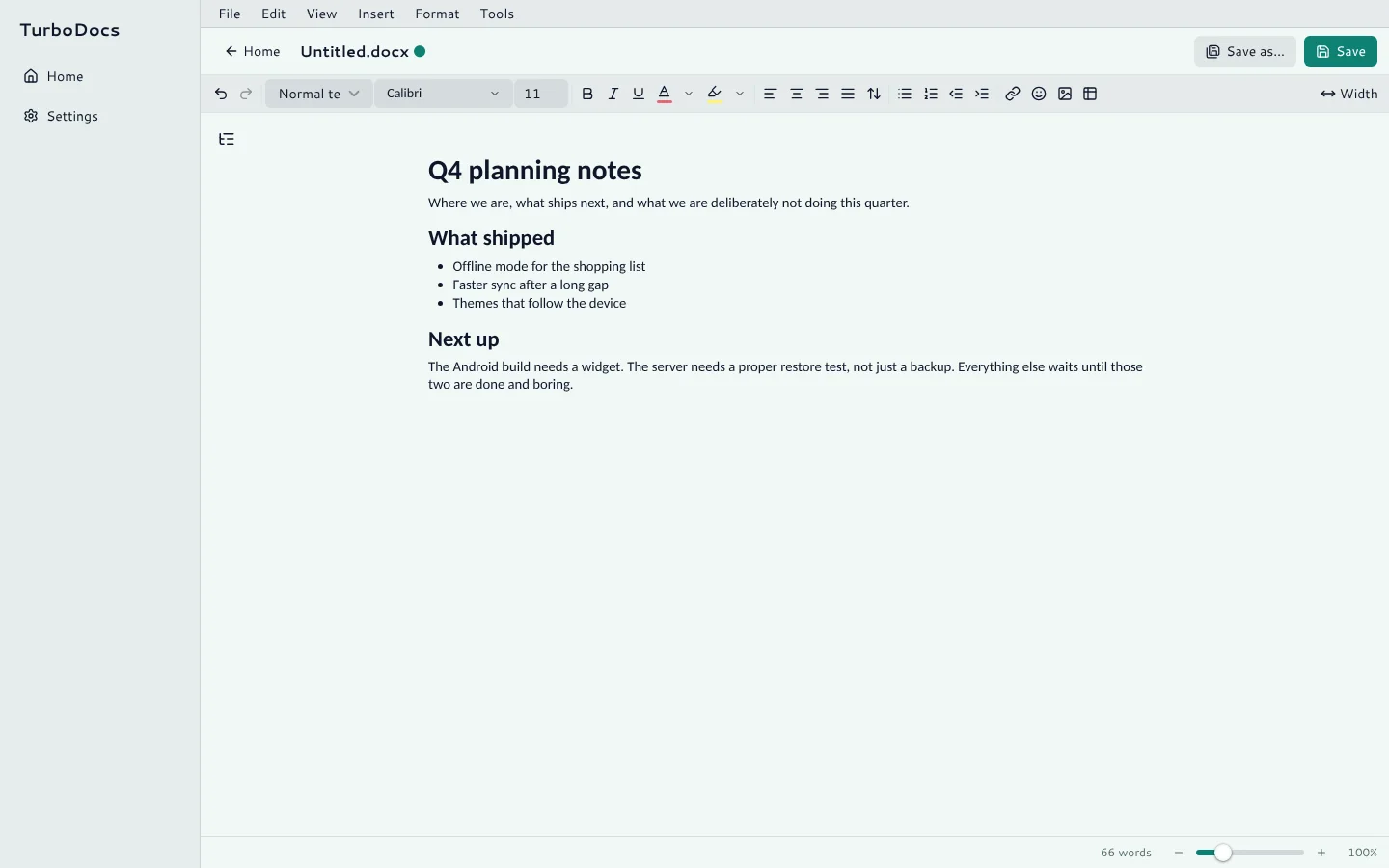 A document in Docs.