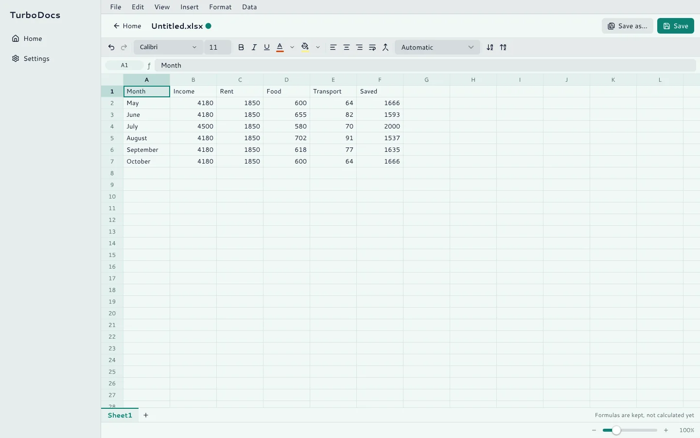 A small spreadsheet in Sheets.